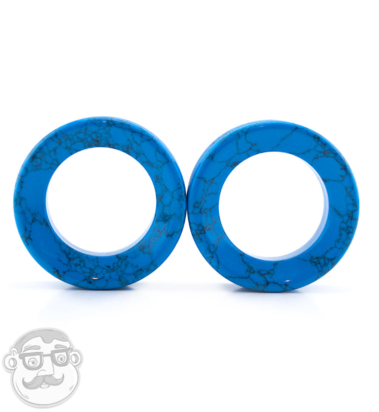 Turquoise Howlite Stone Double Flare Tunnels