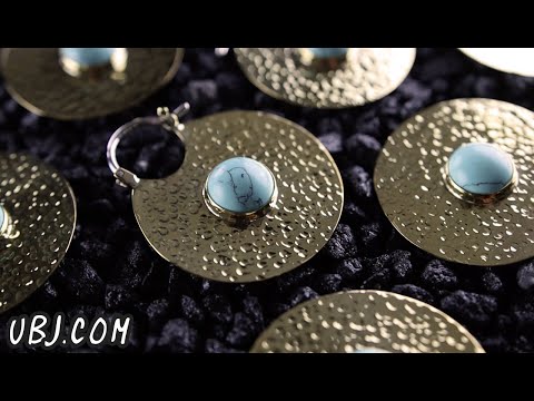14G Mini Disk Turquoise Howlite Brass Hangers