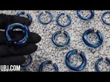 Blue Dichroic Glass Hoop Plugs
