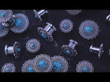 Florid Howlite Turquoise Stainless Steel Plugs