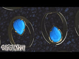 Teardrop Turquoise Howlite & Brass Plug Hoops