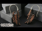 18G Wing White Brass Areng Wood Hangers / Earrings