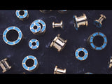 Gold PVD Howlite Turquoise Rim Stainless Steel Tunnel Plugs