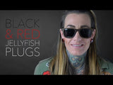 Black & Red Jellyfish Glass Plugs