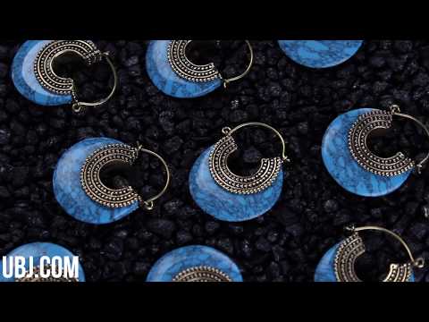 18G Wafer Beaded Turquoise Howlite Stone Hangers - Earrings