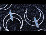 Snake Wrapped White Opalite Stainless Steel Plug Hoops