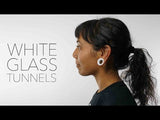 White Glass Tunnel Plugs