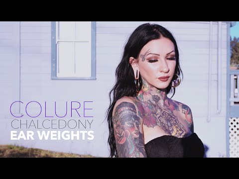 Colure Purple Chalcedony Stone Ear Weights