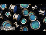 Gold PVD Stainless Steel Blue Opalite Plugs