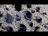 Black Line Agate Stone Teardrop Plugs