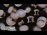 Gold PVD Stainless Steel White Mother of Pearl Plugs