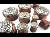 Rose Wood Plugs With Antique Brass Inlay