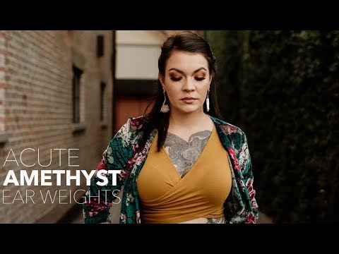 Acute Amethyst Slice Brass Ear Weights