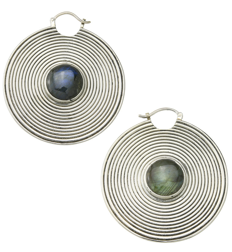 Hypnotic Labradorite White Brass Ear Weights