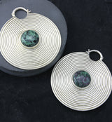 Hypnotic Ruby In Zoisite White Brass Earrings / Weights