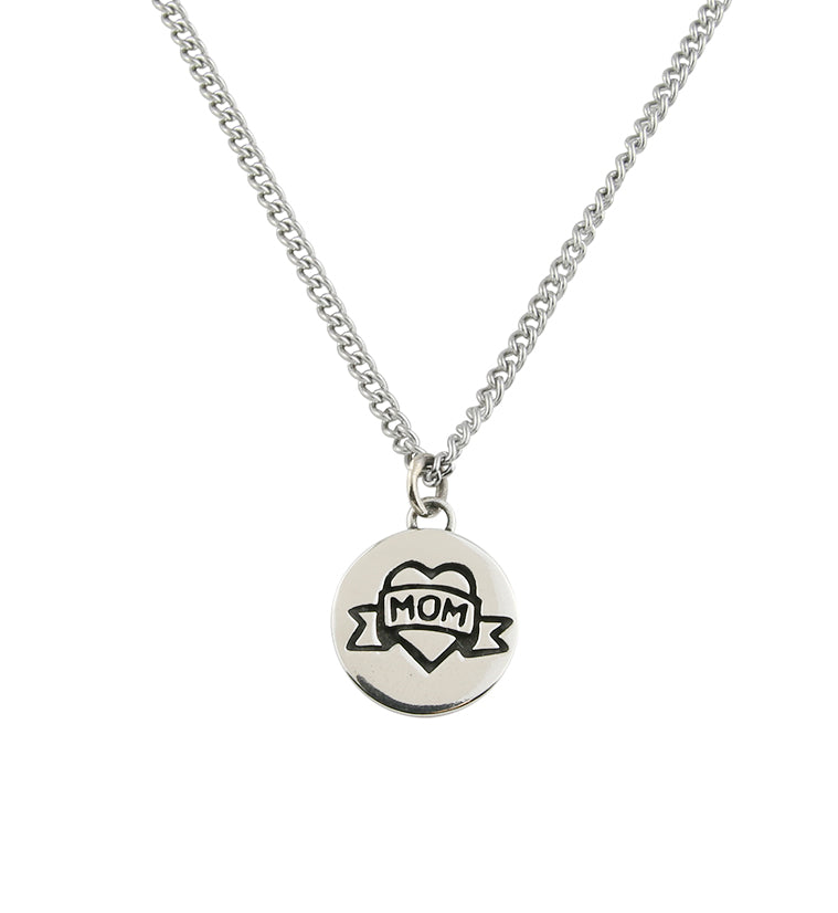 I Heart Mom White Brass Charm Necklace