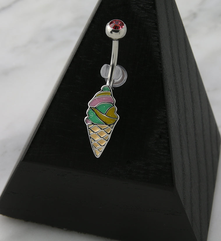 Ice Cream Cone CZ Belly Button Ring