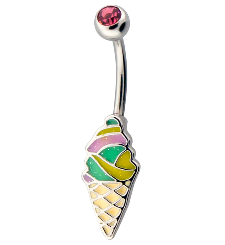 Ice Cream Cone CZ Belly Button Ring