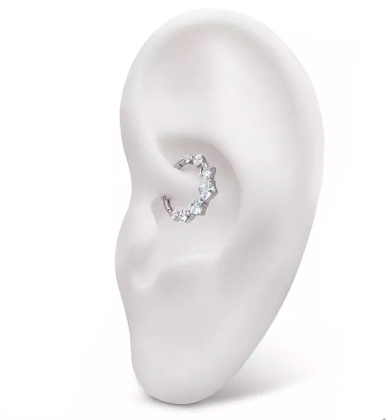 Ice Square CZ Titanium Hinged Segment Ring