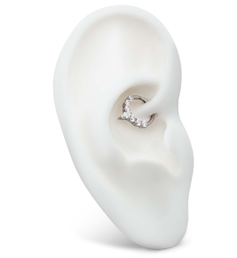 Icicle Clear CZ Titanium Hinged Segment Ring