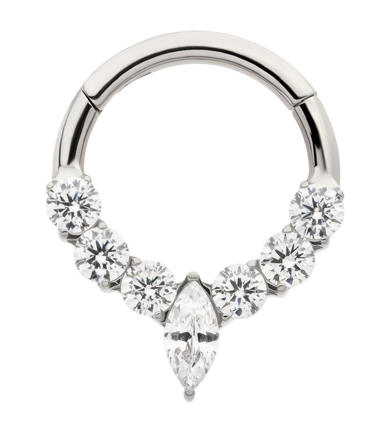 Icicle Clear CZ Titanium Hinged Segment Ring