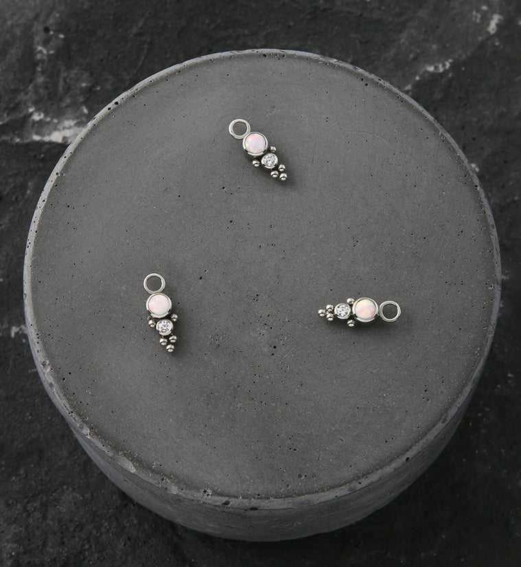 Icicle White Opalite Clear CZ Titanium Charm