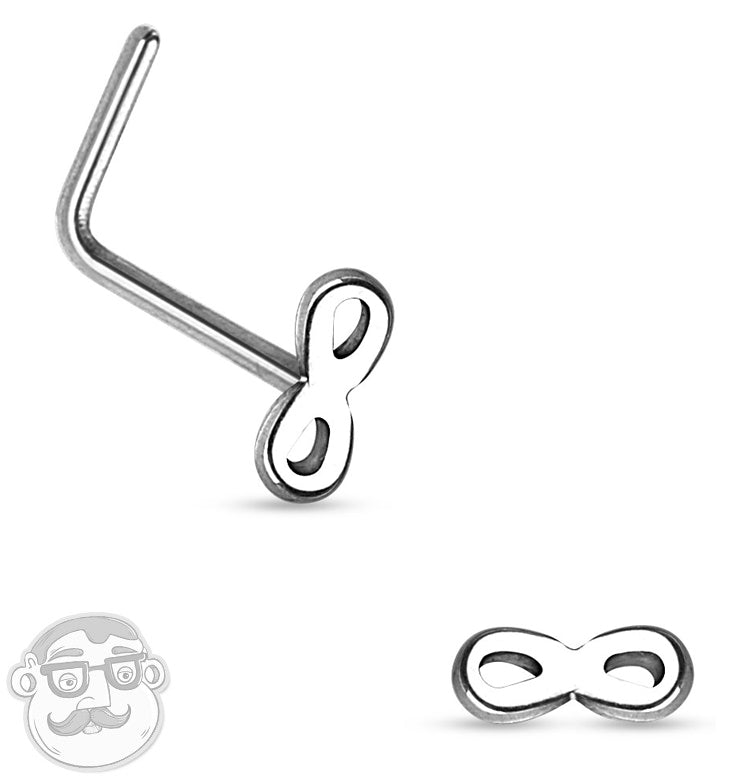 20G Infinity Top Stainless Steel L Shaped Nose Ring