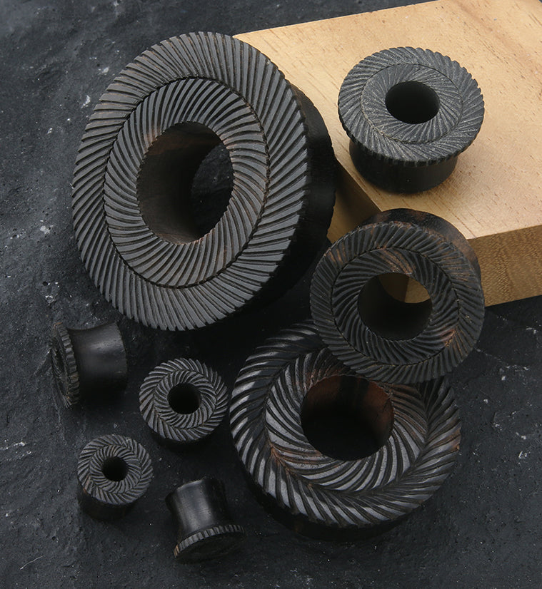 Interlace Areng Wood Mayan Flare Tunnel Plugs