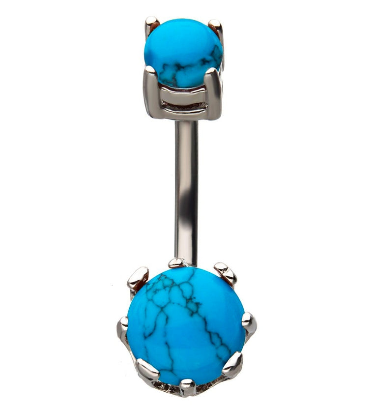 Turquoise Howlite Stone Prong Set Belly Ring | UrbanBodyJewelry.com