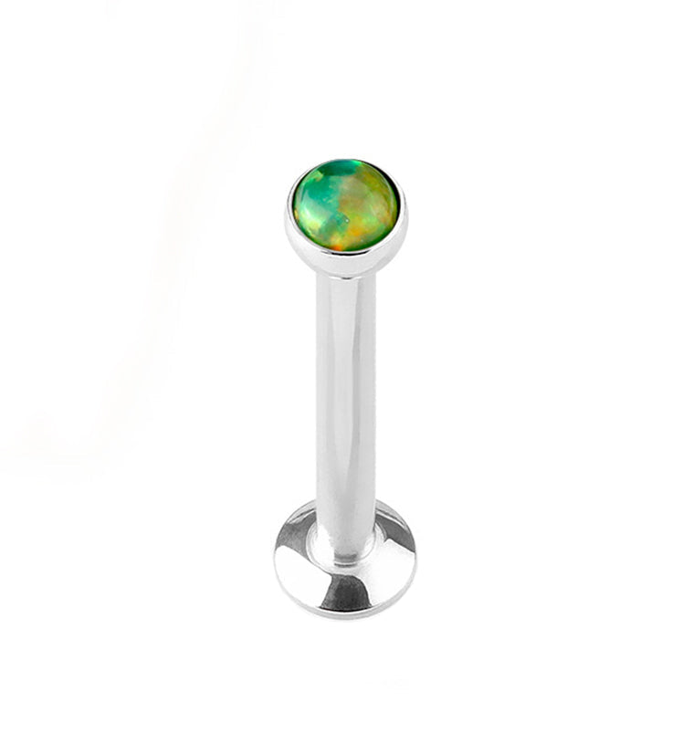 16G Green Opalite Flat Back Internally Threaded Steel Post