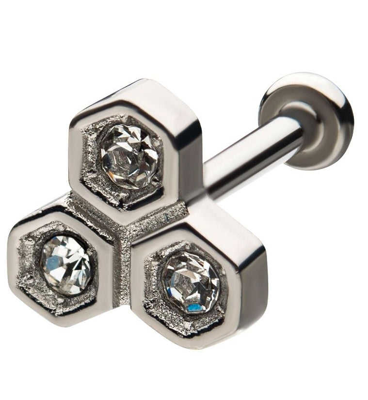 18G Honeycomb CZ Internally Threaded Labret