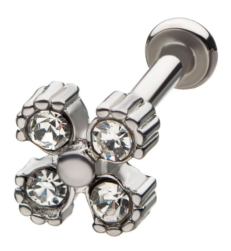 18G Quad CZ Internally Threaded Labret | UrbanBodyJewelry.com