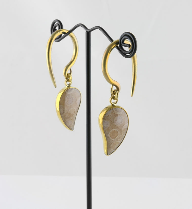 Interval Fossilized Coral Brass Hangers