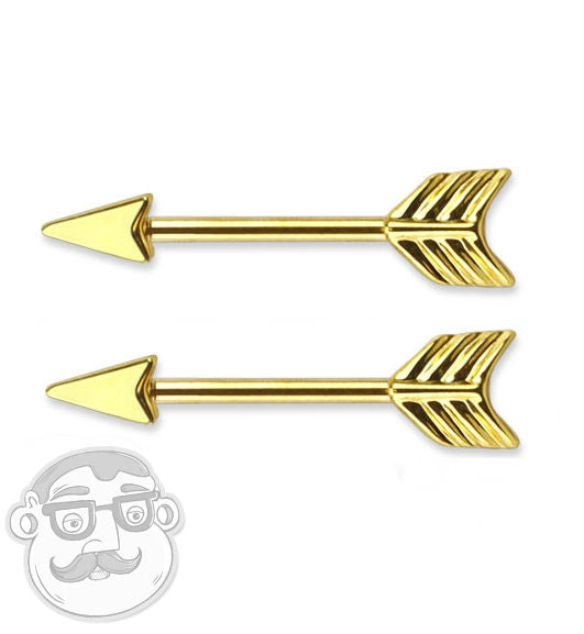 Gold Arrow Nipple Ring Bar