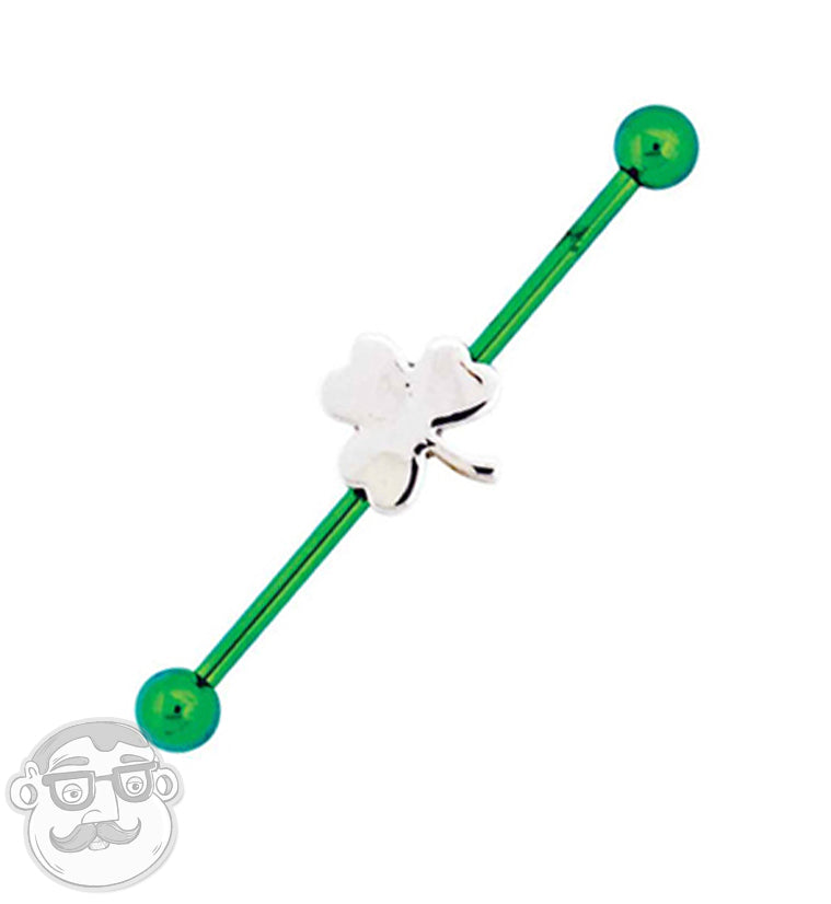 Green Three Leaf Clover Industrial Barbell