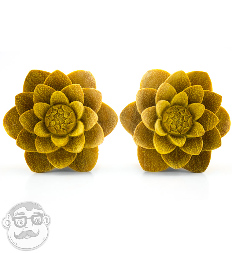 Jackfruit Wood Carved Camellia Flower Plugs