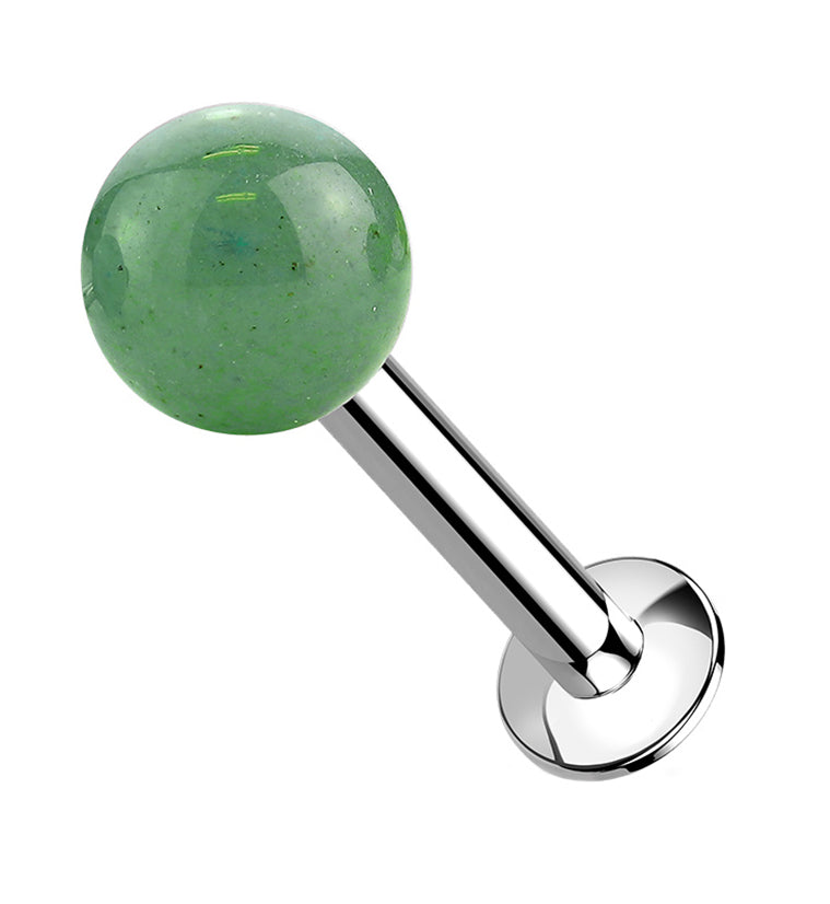 Jade Green Stone Ball Top Internally Threaded Labret