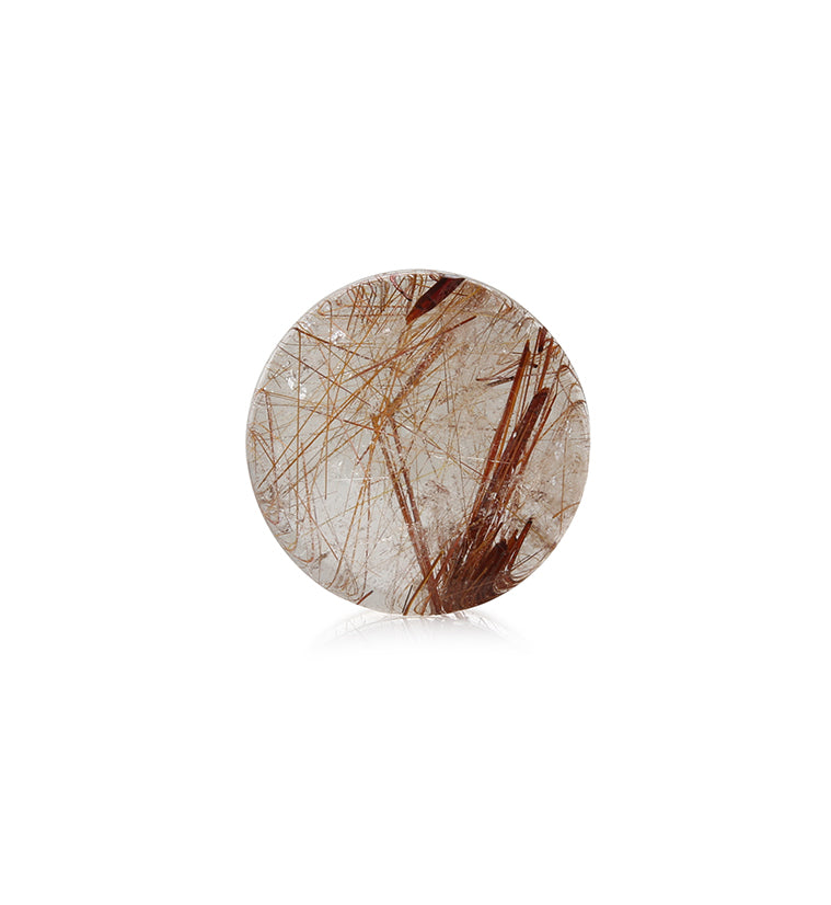 Rutilated Quartz Stone Plugs 1 Inch (25mm) Version 11 - One Piece