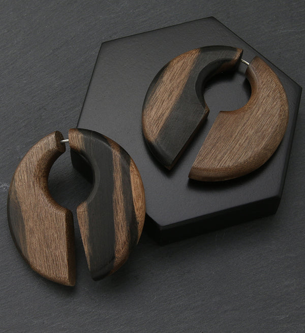 Keyhole Areng Wood Fake Gauge Earrings