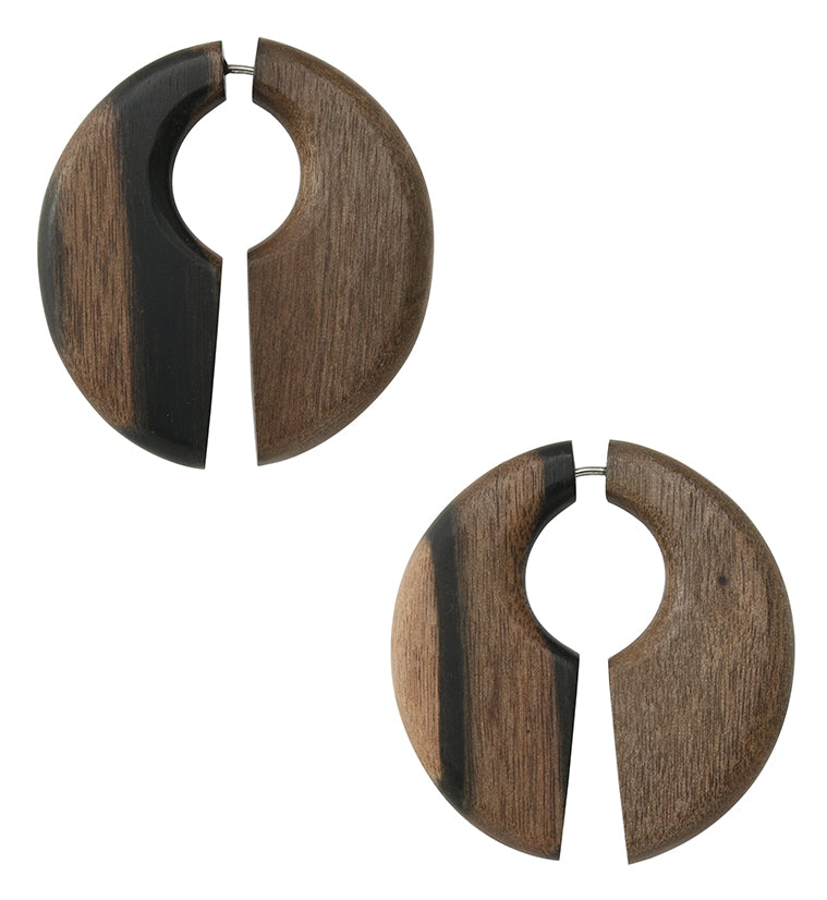 Keyhole Areng Wood Fake Gauge Earrings