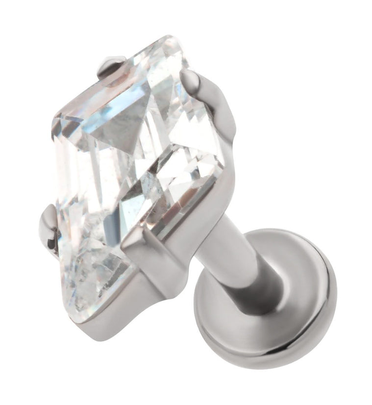 Kite Clear CZ Titanium Internally Threaded Labret