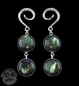 Double Labradorite Stone Hanging Ear Weights