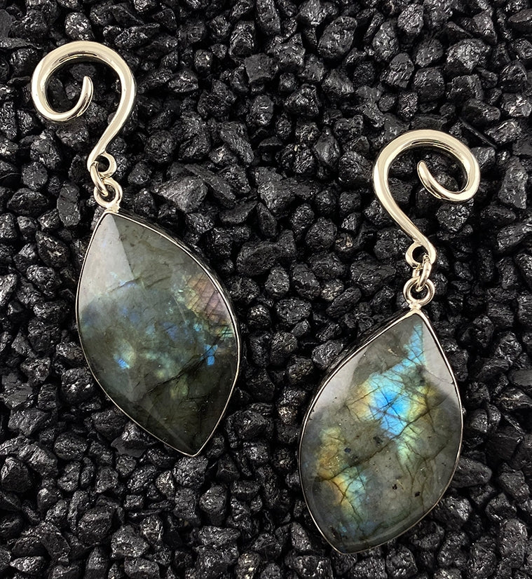 Elliptic Labradorite Stone Hanging Ear Weights