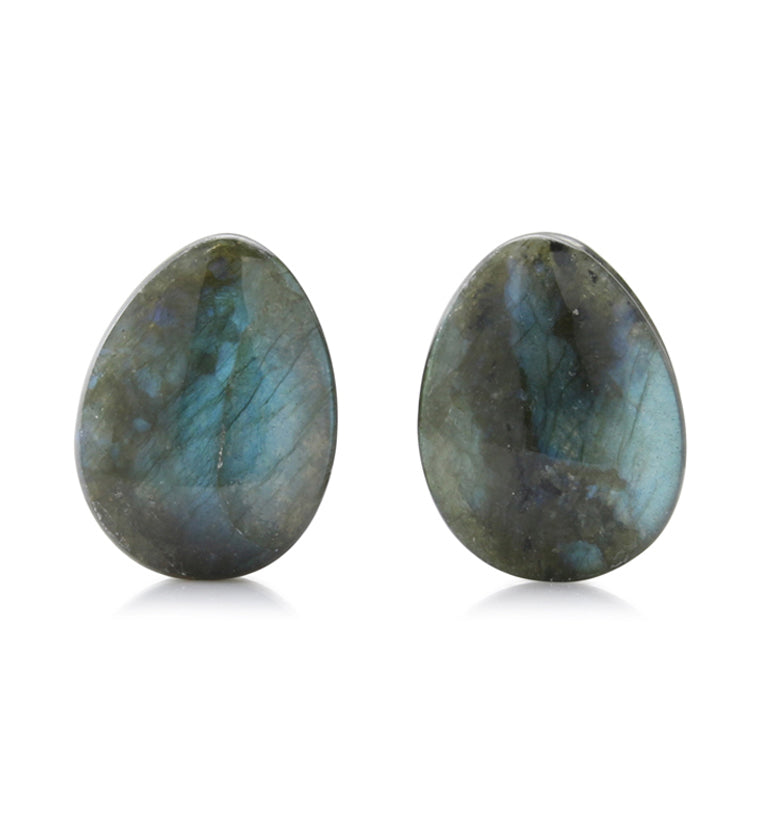Labradorite Stone Teardrop Plugs 5/8" (16mm) - Version 1