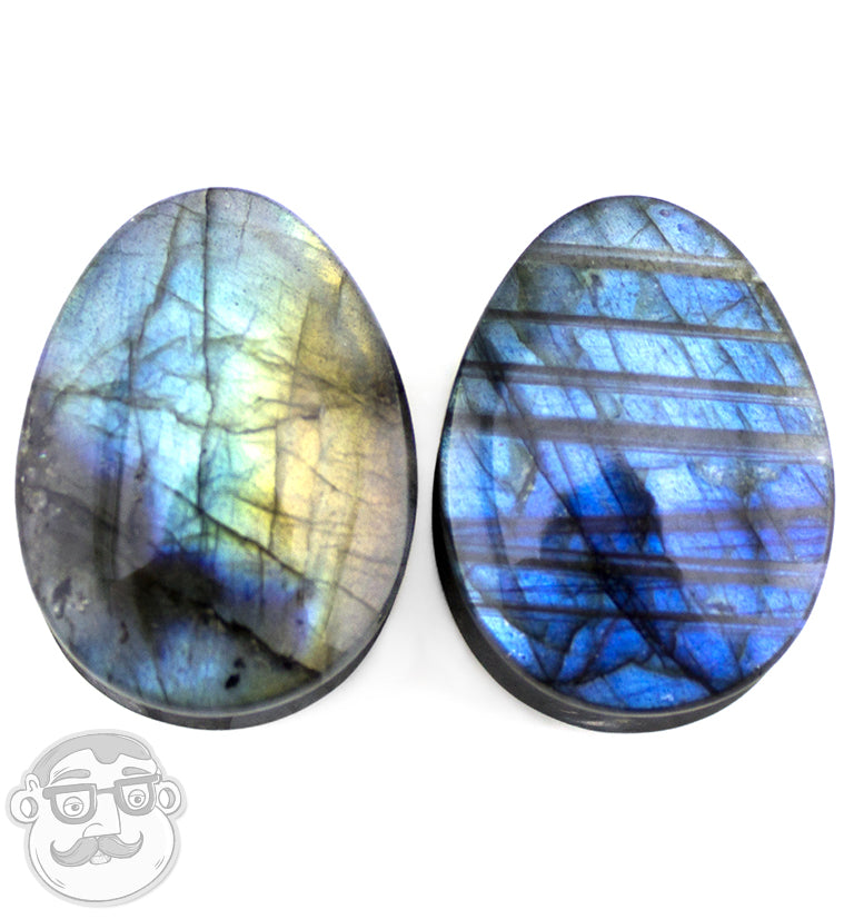 Labradorite Stone Teardrop Plugs