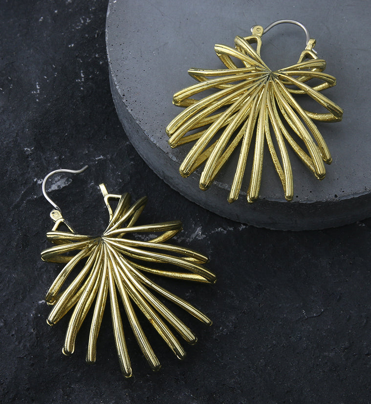 Lady Palm Leaf Brass Hangers / Earrings