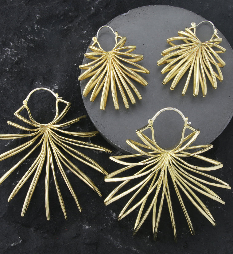 Lady Palm Leaf Brass Hangers / Earrings