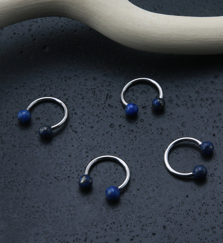 Lapis Lazuli Stone Circular Barbell