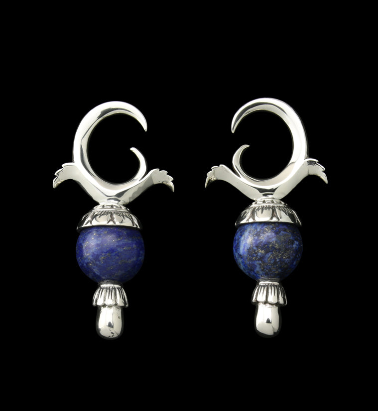 Lapis Lazuli Stone White Brass Totum Ear Weights