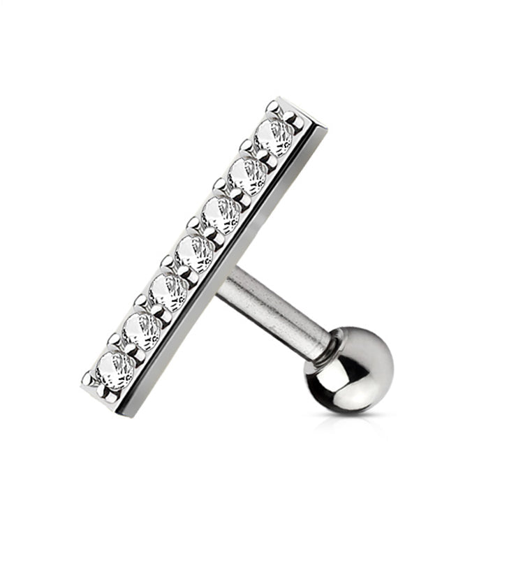 16G SIlver Medium CZ Bar Cartilage Barbell